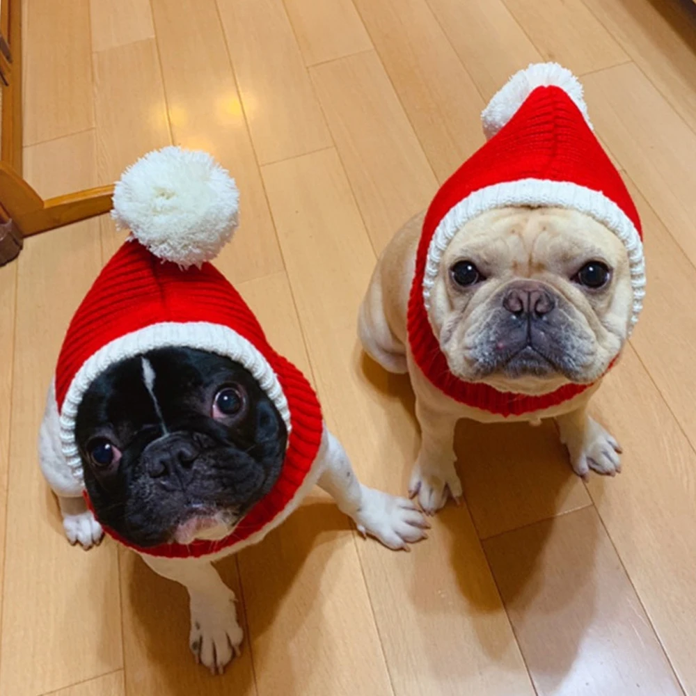 Gorro navideño bonito para perro, gorro tejido con protección contra el ruido para perro, gorro cálido de invierno, gorro de punto elástico suave para perros y gatos, regalo de Navidad, 1 ud. - imagen 3