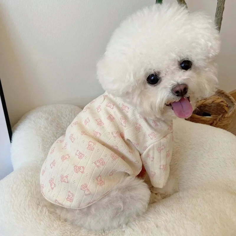 Camisa suave y cálida para perros, ropa a la moda para perros, camisa con parte inferior para cachorros y mascotas, jerséis con estampado de oso para gatos, sudaderas para mascotas, ropa para caniche - imagen 2