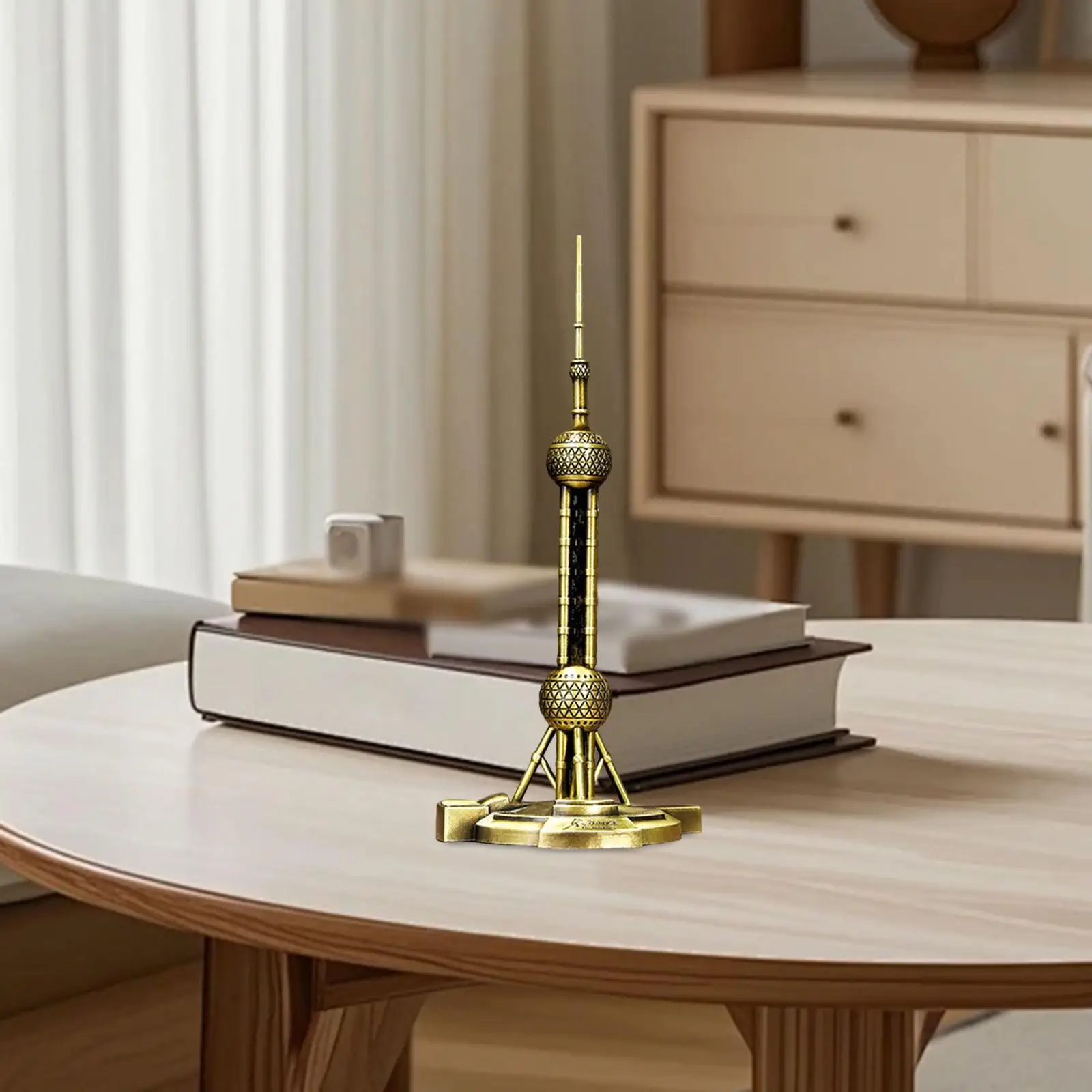 Oriental Pearl Statue Building Model 3D Ornament Metal Landmark Figurine Travel Souvenir for Walkway Desktop Book Shelf - imagen 4