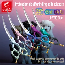 Fenice-Tijeras profesionales JP VG10 para perros, accesorio para mano derecha e izquierda, curvadas, de 6,5 pulgadas, 35 °, para aseo de mascotas