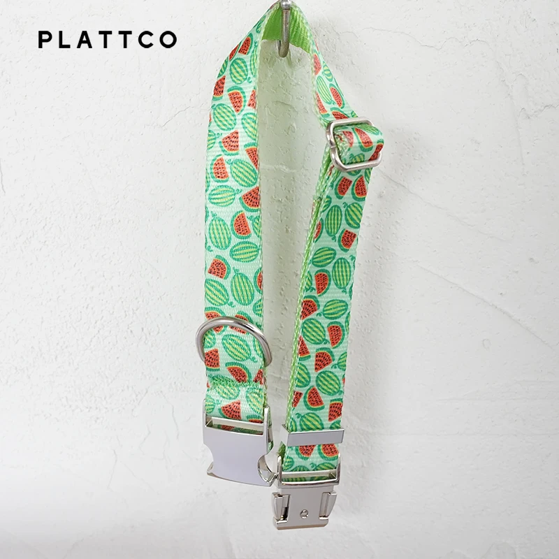 PLATTCO-collar de perro con estampado de sandía, accesorio único con hebilla plateada de alta calidad, 5 tamaños, PDC325S - imagen 2