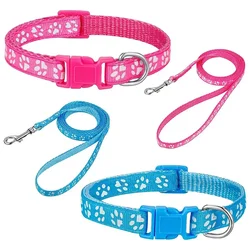 Correa ajustable con estampado de pata para perros y gatos