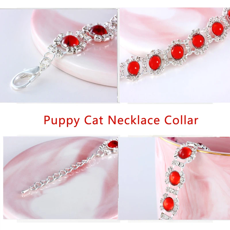 Collar de cristal para perro, Collar de perlas para mascota, Collar de diamantes de imitación, accesorio para foto, joyería para cachorro, perro, gato, accesorios de boda - imagen 4