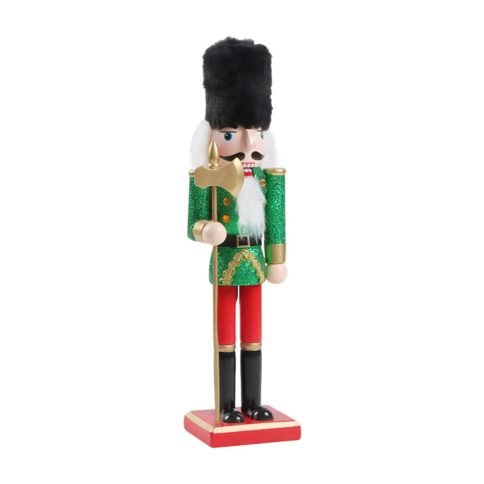 Nutcracker Statue Wood Sculpture Christmas Figurine for Home Decor Birthday Gift Tabletop Ornament for Desktop Cabinet Office