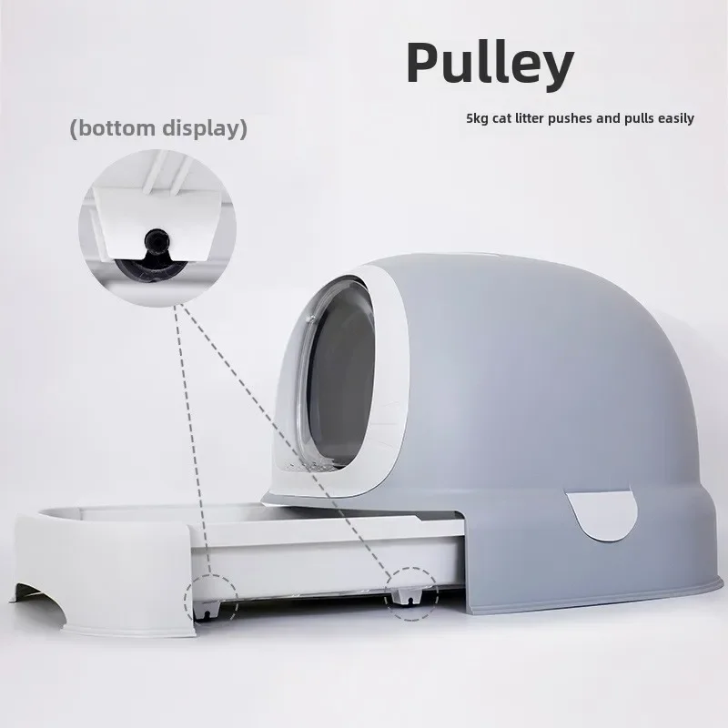 Caja de arena cerrada, cajón grande con rodillo, inodoro para gatos, desodorización inteligente, prevención de salpicaduras, orinales para gatos, productos, accesorios - imagen 4