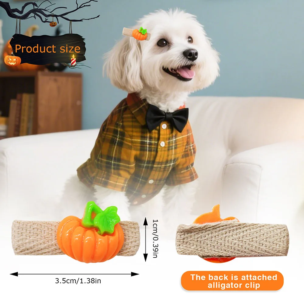 50ps lindo Clip de pelo de perro de Halloween exquisito lindo accesorios para el cabello de perro pequeño para decoración de Halloween mascotas perros productos de aseo - imagen 4