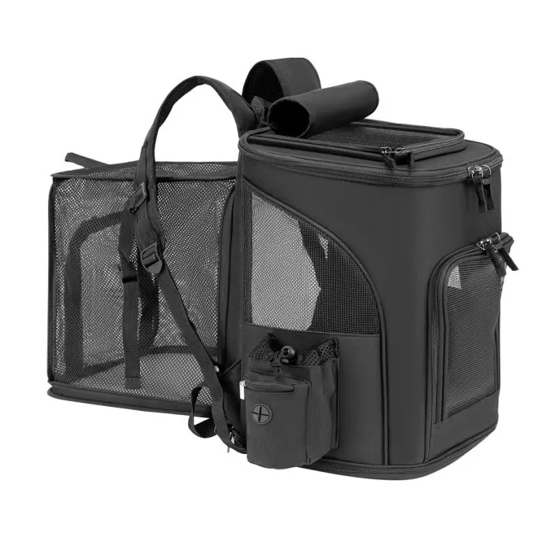 Mochila transportadora para mascotas expandible para perros gatos menores de 18 LB |   Bolsa de transporte de mochila de gato de malla transpirable |   Mochila plegable para perros - imagen 3