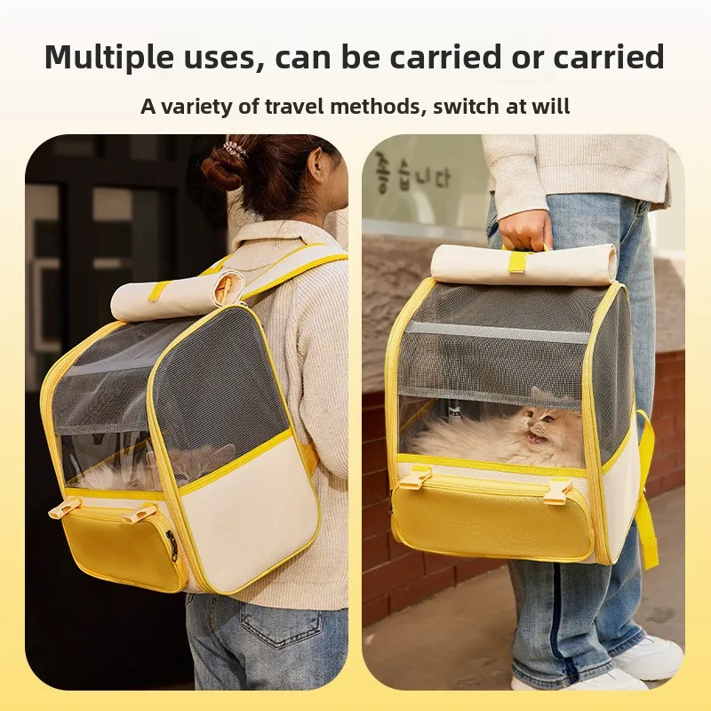 Mochila de viaje transpirable para mascotas, bolso de hombro portátil de gran capacidad, plegable, productos para mascotas, accesorios, bolsa de transporte para exteriores - imagen 4