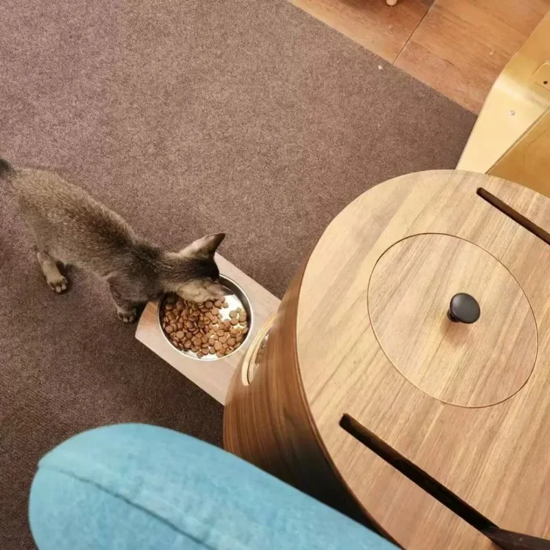 Comederos automáticos de madera curvada de 3KG, alimentación de perros, dispensador de coquetas para gatos de alta capacidad con tazón, comederos, accesorios para alimentos para mascotas - imagen 5