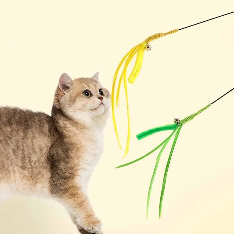 Juguete para gatos, juguetes de plumas, palo para gatos, Teaser con campana, alambre de acero, juguete interactivo para gatos, divertidos juguetes de plumas para gatos, productos para mascotas - imagen 2