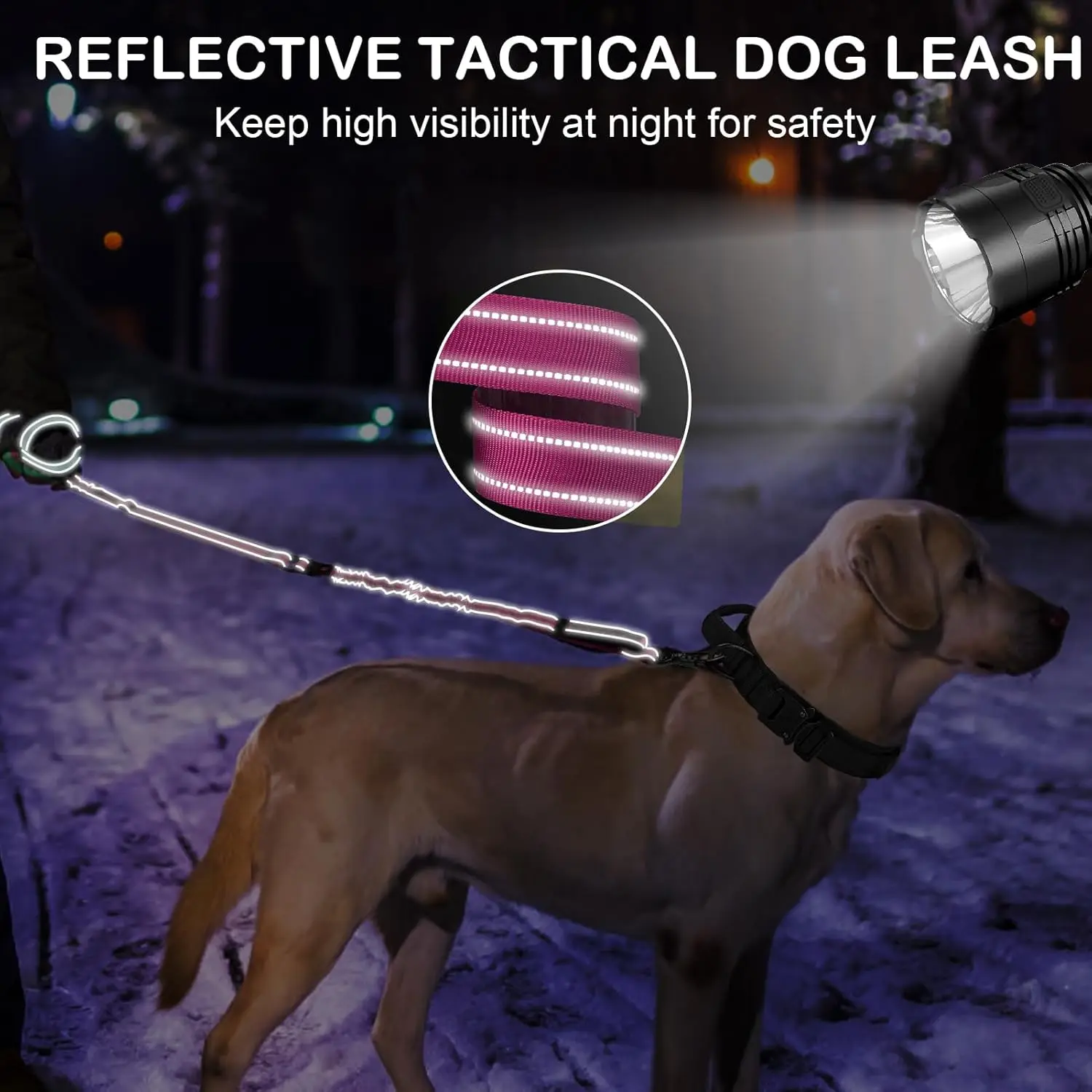 Correa reflectante para perros medianos y grandes con seguridad coche - imagen 2