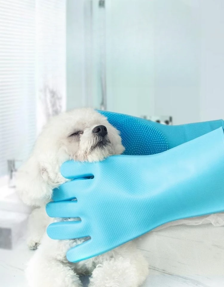 Guantes de limpieza de aseo para mascotas, champú de baño para perros y gatos, depurador mágico para lavar platos, esponja de silicona para lavar el cabello - imagen 5