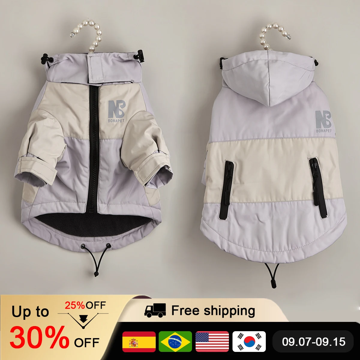 Ropa impermeable para perros grandes, impermeable cálido para invierno para perros medianos y grandes, chaqueta fresca a la moda para perros, traje para Bulldog Francés y Chihuahua - imagen 3
