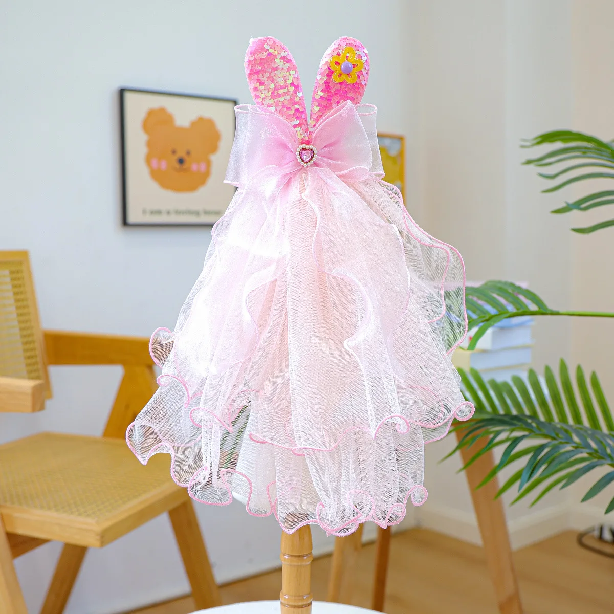 Velo de novia romántico de lujo para cachorros, tocado transpirable para mascotas para ceremonia y fiesta de boda, perros pequeños a medianos - imagen 3