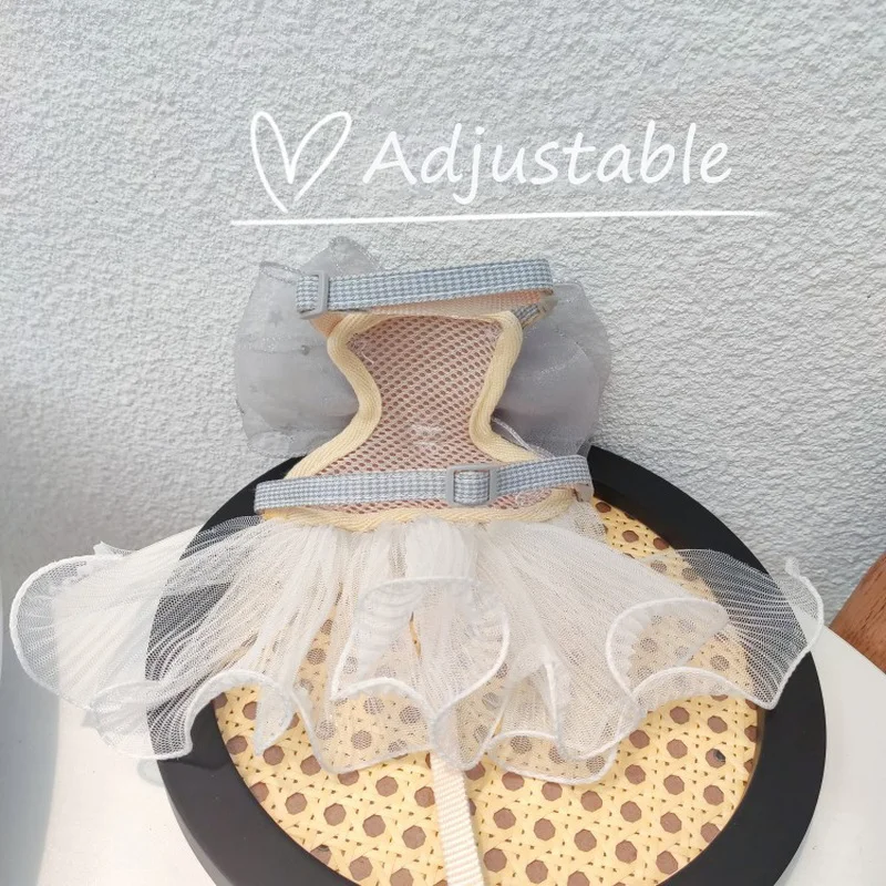 Dog Cat Harness Leash Set Adjustable Lace Bowknot Pet Harnesses Cute Puppy Dog Princess Dress Skirt Walking Lead Chihuahua York - imagen 3