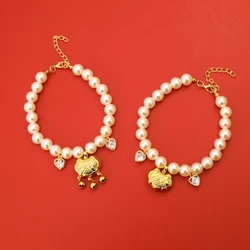 Collar de perlas para gatos y perros - color duradero y campana