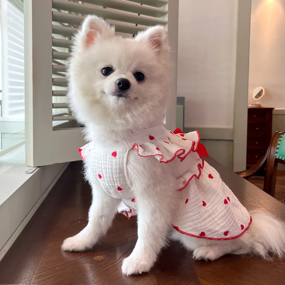 Vestido de verano con corazones para perros pequeños - imagen 2