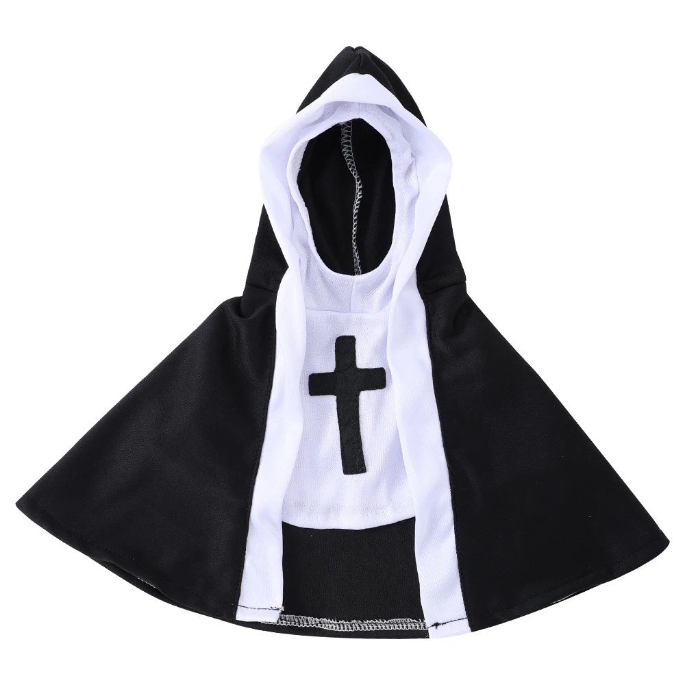 Disfraz de monja y gatos de Halloween, ropa con estampado de cruz de Jesús para gatitos para perros pequeños, vestido bonito y divertido, monos para fiesta para mascotas, accesorios para gatos - imagen 3