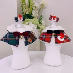 Bufanda navideña para perros y chal para gatos, ropa para mascotas de otoño e invierno, capa con collar para mascotas de Año Nuevo para cachorros, peluche, perro pequeño maltés