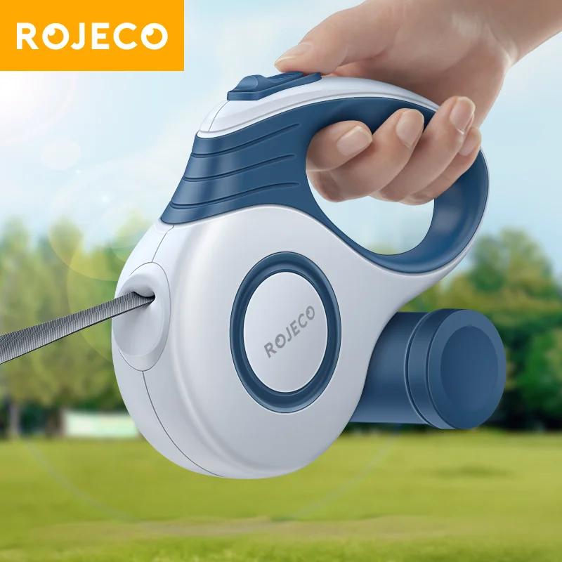 ROJECO-cordón retráctil automático para perros, cuerda extensible de 3M/5M para viajes al aire libre, caminar, senderismo, perros pequeños, cuerda de tracción, plomo para gatos