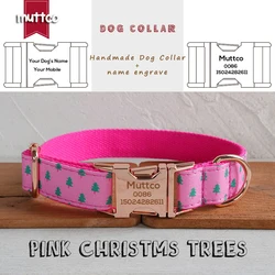 MUTTCO-collar de perro con hebilla de metal grabada, etiqueta de identificación personalizada de árboles de Navidad, placa de identificación antipérdida para mascotas, 5 tamaños, UDC218