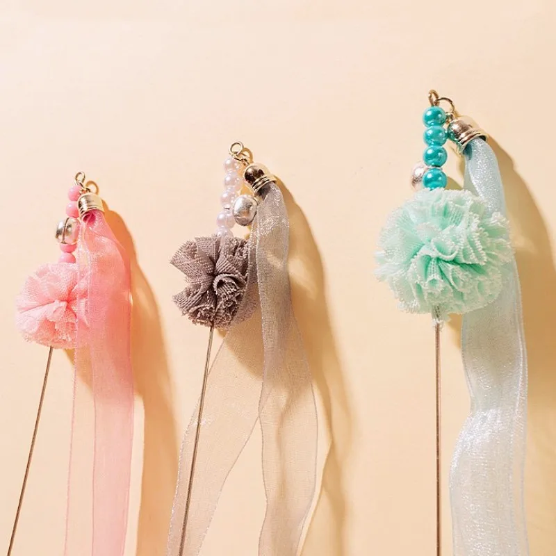 Juguete para gatos, cinta con borlas, palo de rompecabezas para gatos, juguetes interactivos de alambre de acero con mango largo, juguetes con borlas para gatos, palos, productos para mascotas - imagen 2