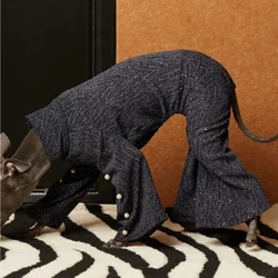 Vestido de noche azul con perlas para perro galgo italiano elegante