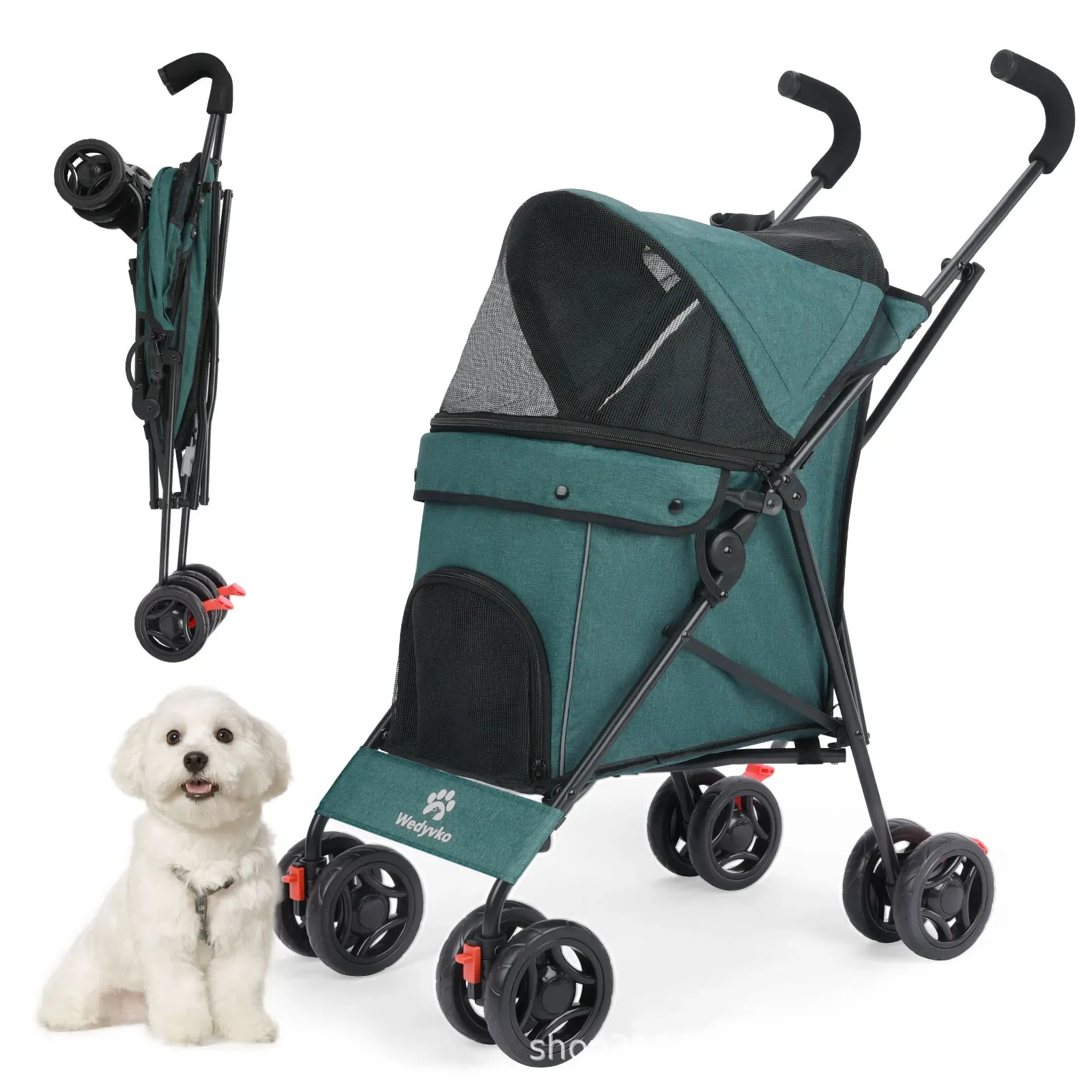 Carro para mascotas, perro, gato, peluche, salir, carrito de viaje plegable multifunción portátil pequeño y mediano - imagen 2