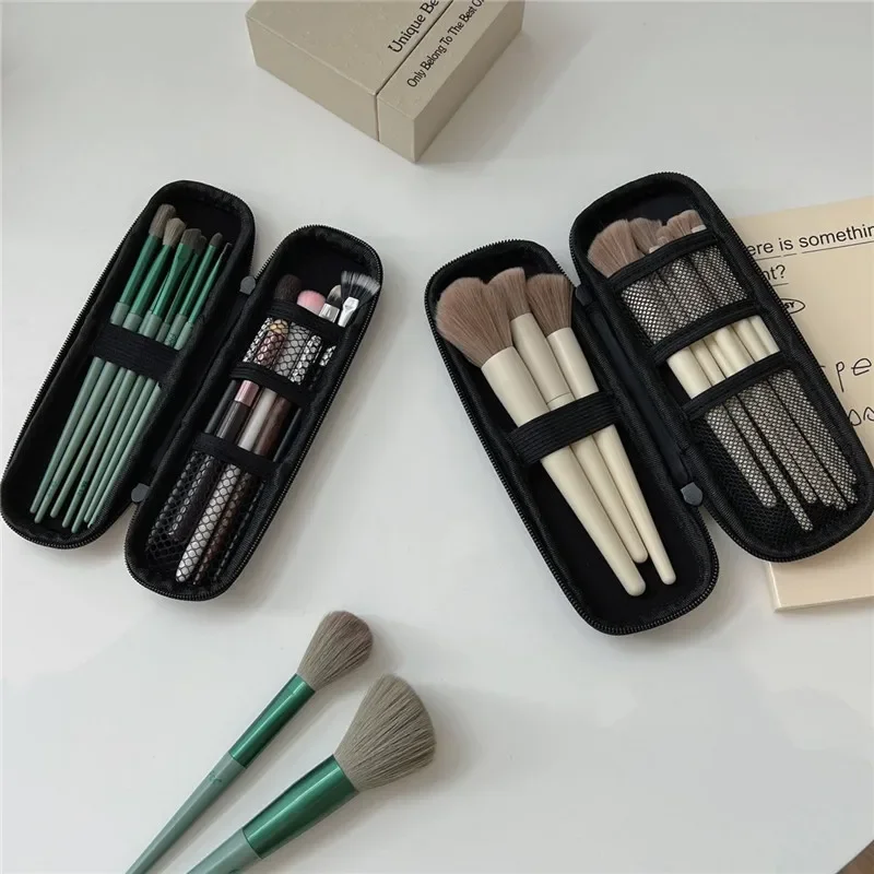 Estuche impermeable negro doble cremallera para brochas maquillaje viaje - imagen 4