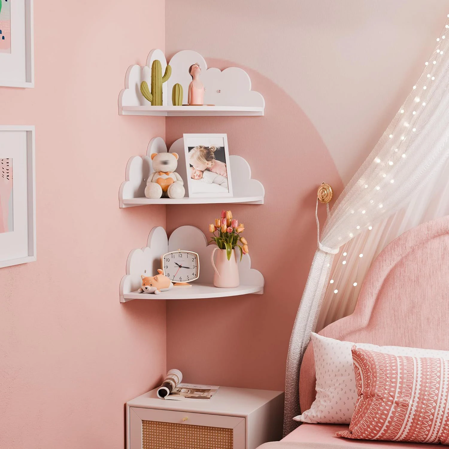 Estante de almacenamiento con forma de nube de 1-3 capas para dormitorio de niños, sala de estar, estante Triangular creativo, organizador, estante decorativo de nube para niños - imagen 3