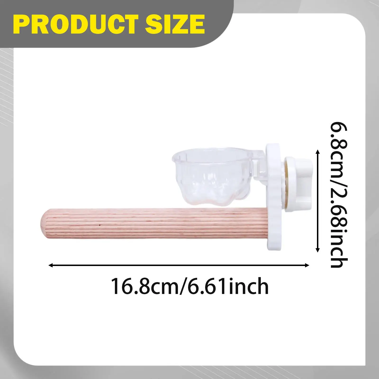 Hard Wood Bird Perch Stand Non Slip Cage Accessory Parrot Feeding Cup for Budgie Conure Cockatiel