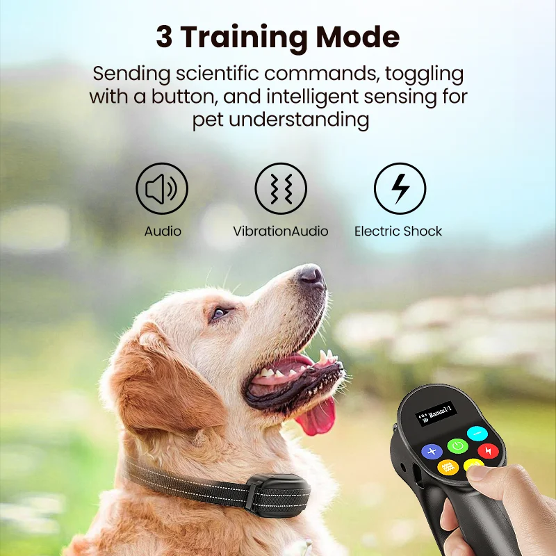 ROJECO Collar eléctrico de entrenamiento para perros, Control remoto recargable, resistente al agua, parada de ladridos, Collar vibratorio para razas, entrenamiento de mascotas - imagen 4