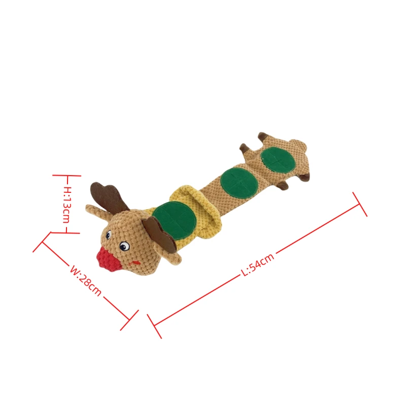 Regalo de Navidad para mascotas, juguete de peluche de Reno para ocultar regalos de perro con chirriador, juguete interactivo para masticar mascotas para estimulación Mental - imagen 4