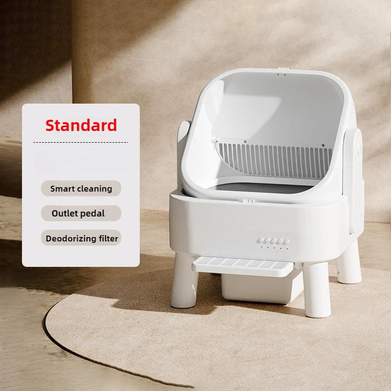 Caja de arena para gatos completamente automática, inodoro para gatos totalmente cerrado, cajas de arena para gatos autolimpiantes extragrandes, caja de arena desodorante para mascotas - imagen 5