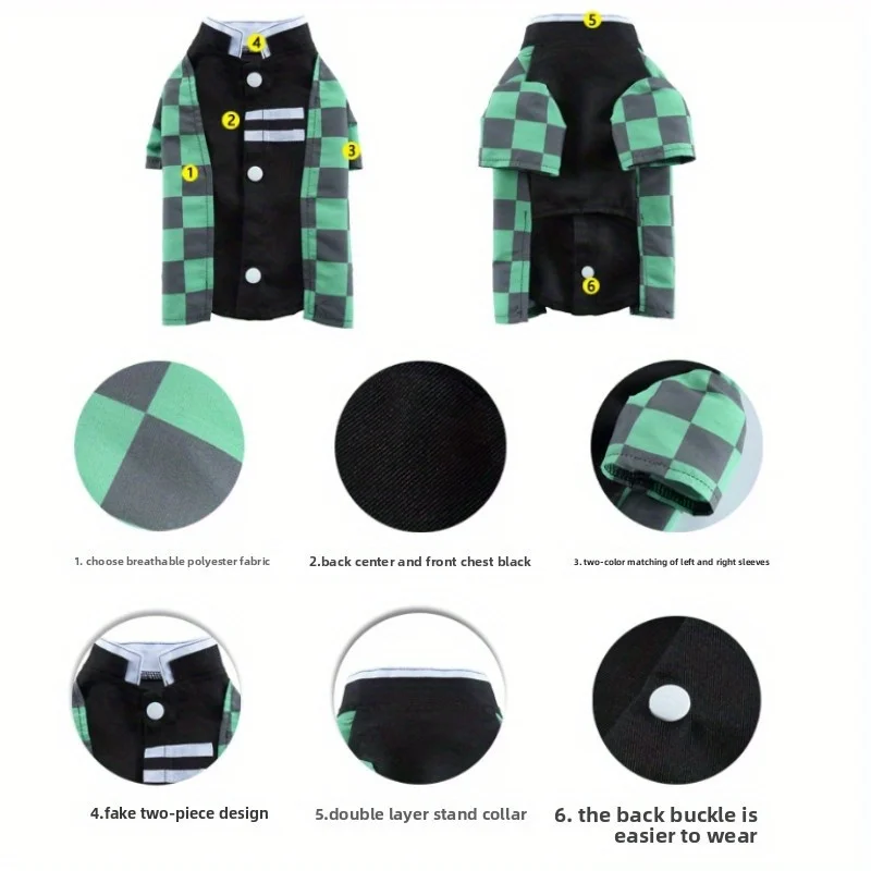 Disfraz de Halloween para mascotas para perros y gatos pequeños – Disfraz de cosplay para cachorros y gatitos, kimono japonés - imagen 4