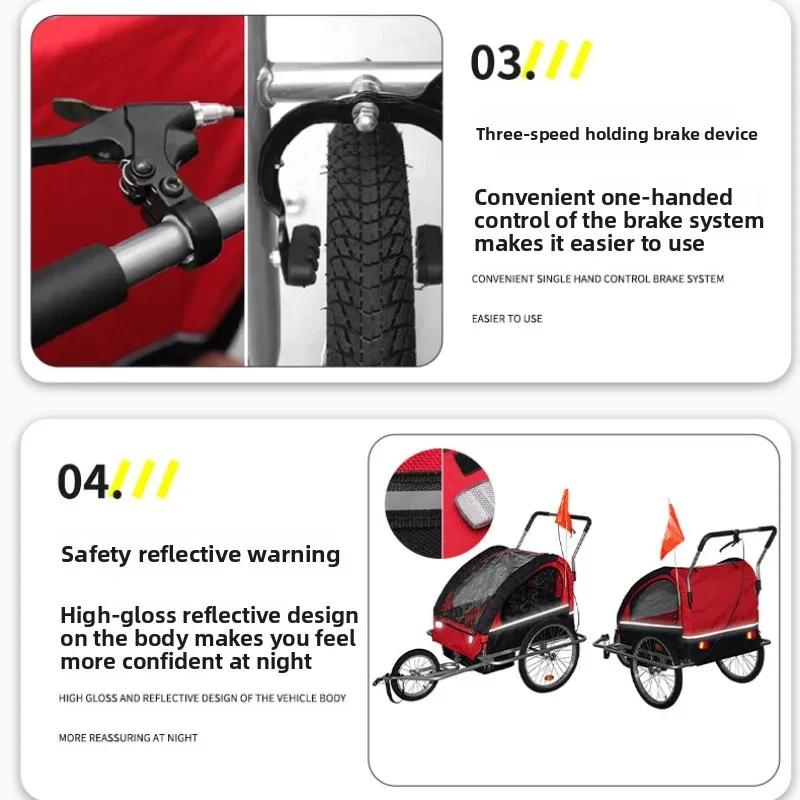 Remolque trasero para bicicleta desmontable perros y senderismo