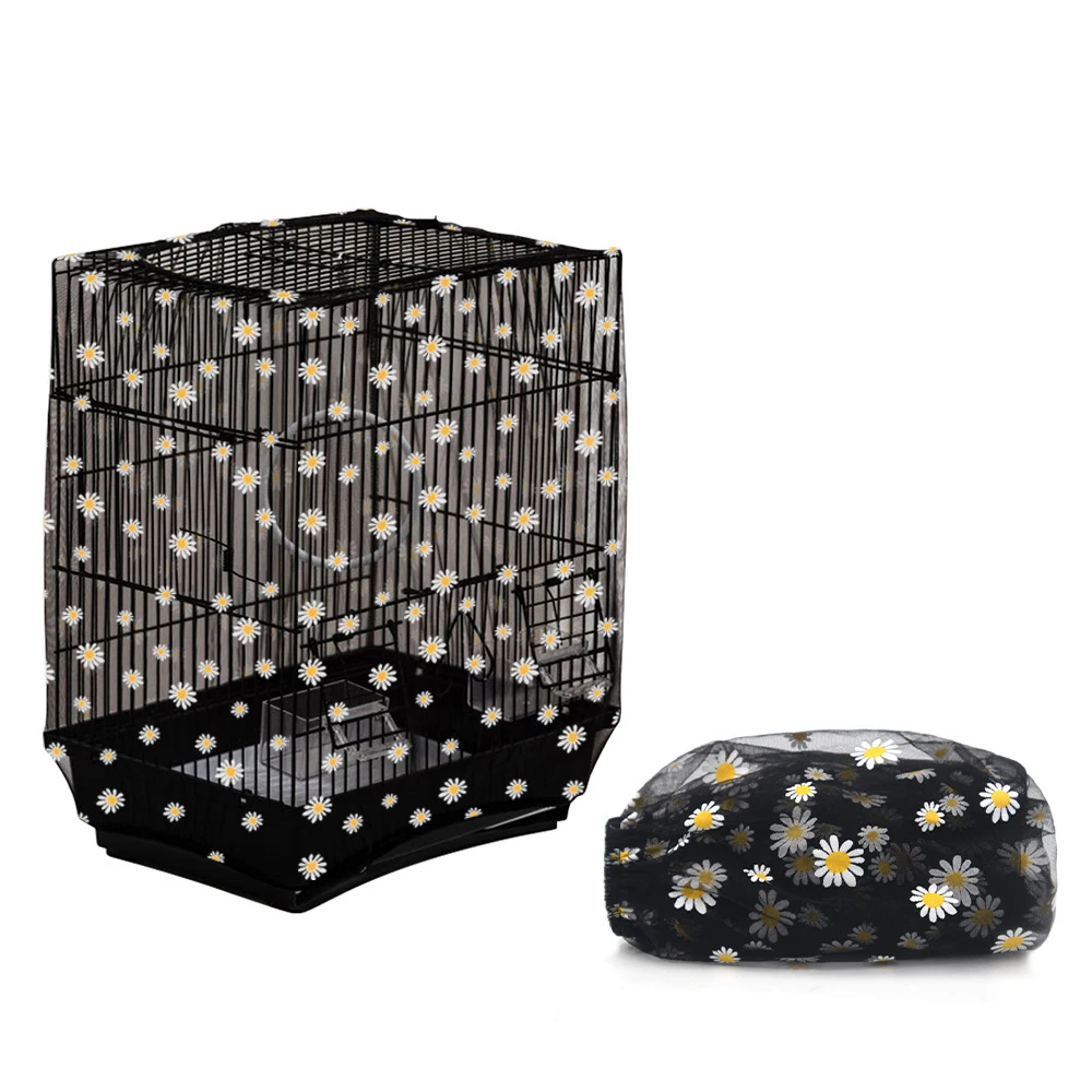 Cubierta de red ajustable para jaula de pájaros, receptor de plumas de semillas, protector de falda suave, red de malla de nailon para jaulas cuadradas redondas - imagen 4