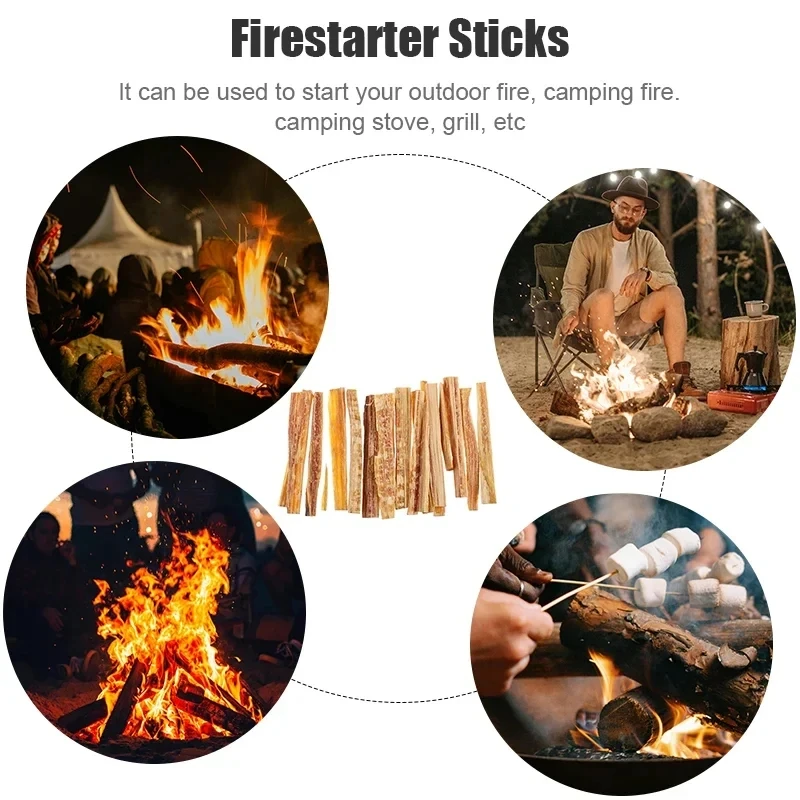 1Box Fatwood Fire Starter Sticks Natural Outdoor Firemaking Tools for Camping Hiking Emergency Survival Wood Sticks - imagen 2