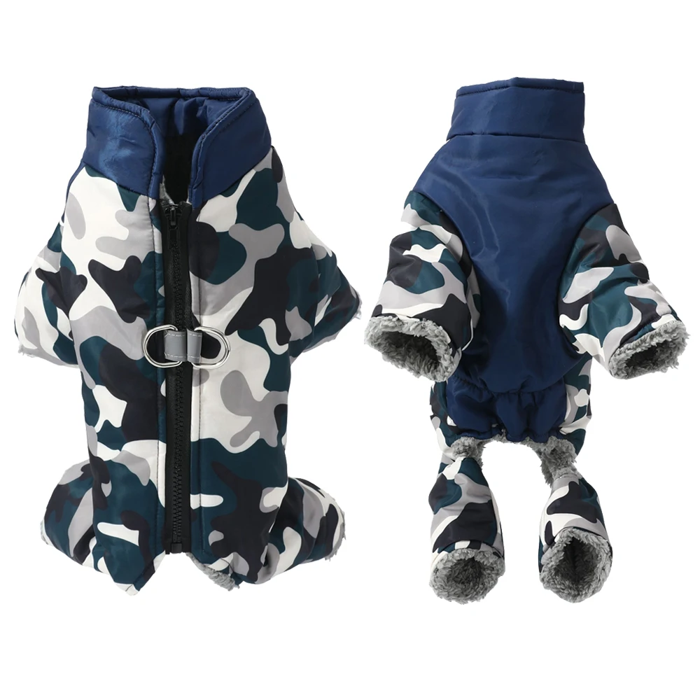 Mono grueso para cachorros, ropa de invierno, abrigo cálido para perros, chaqueta para perros pequeños, mono impermeable de camuflaje para Chihuahua y Pug, disfraz - imagen 2
