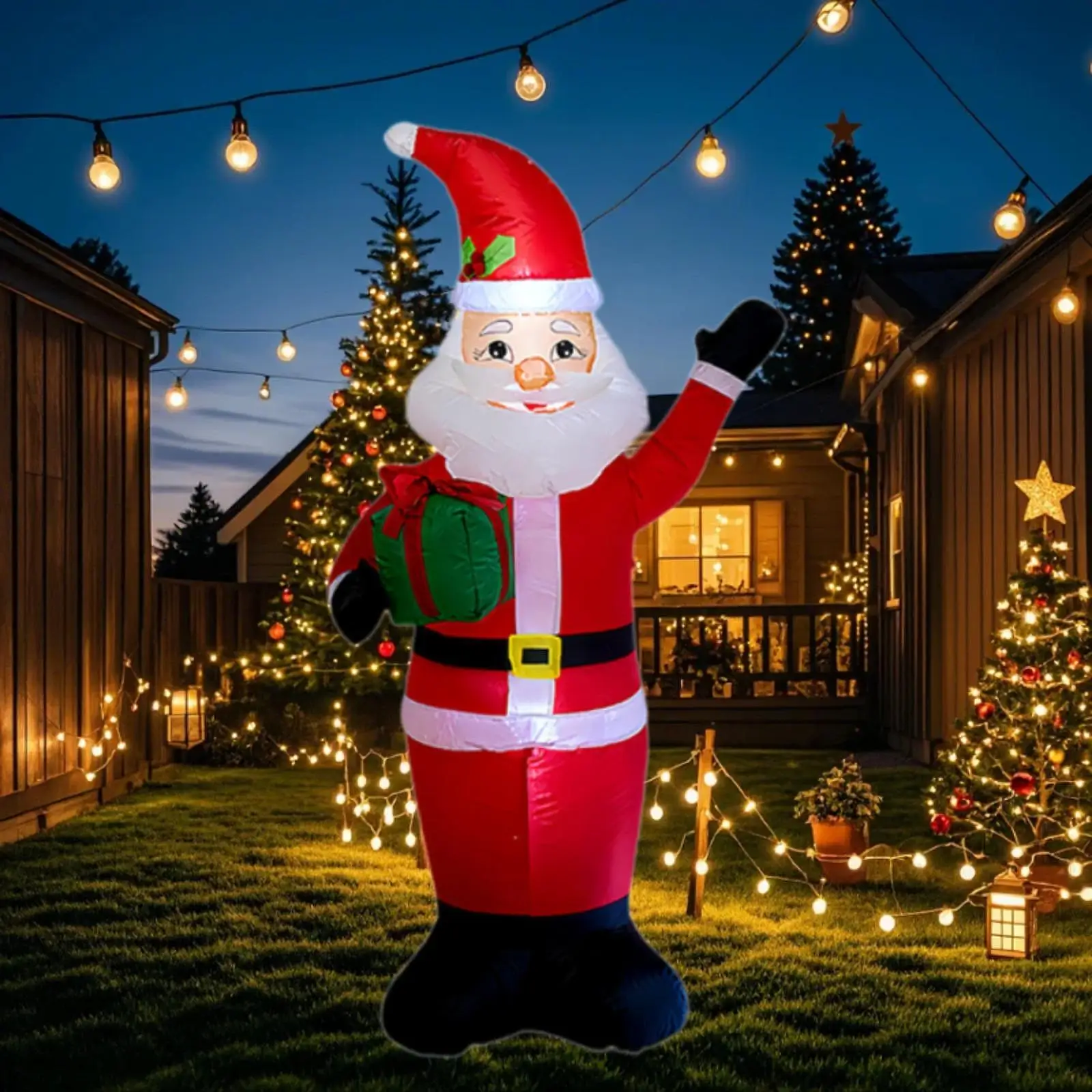 Inflables de Navidad, decoración de Papá Noel, bonito accesorio con luz LED, decoración inflable de Navidad, adorno para exteriores para fiesta, hogar, interior