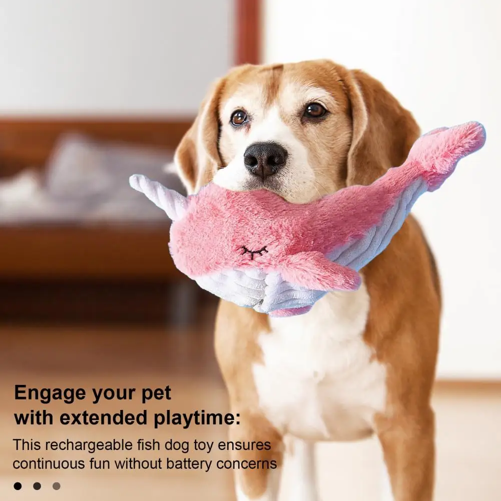 Juguete interactivo para perro, tiburón de peluche recargable, pez Wiggly, suministros para perros pequeños, medianos y grandes - imagen 2