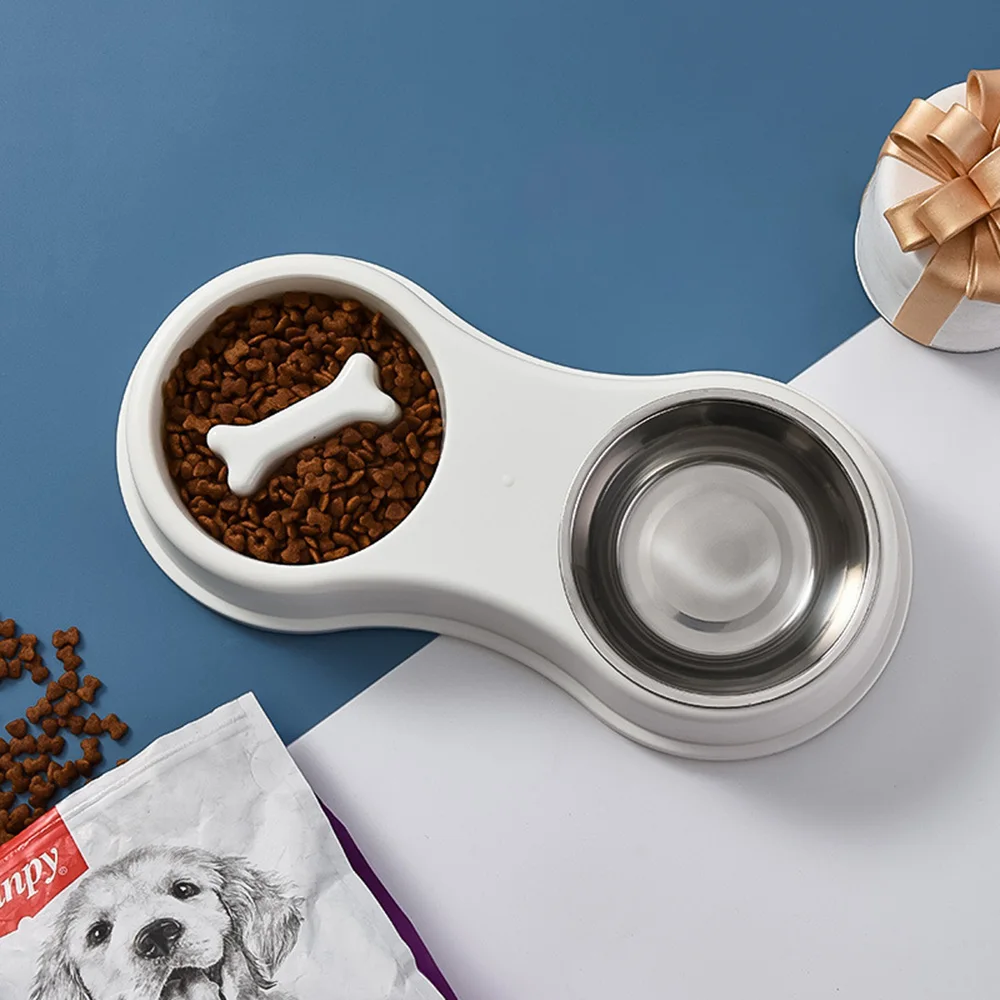 Cuenco alimentador lento para mascotas, cuenco doble de acero inoxidable, cuenco para comida para perros y gatos, plato alimentador antiastres para cachorros y gatitos, suministros duraderos para mascotas - imagen 4