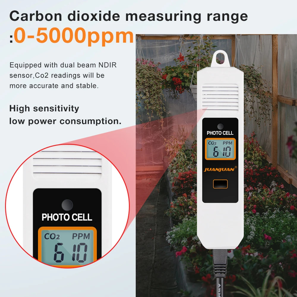 Controlador de CO2 de doble canal, Monitor de calidad del aire de 0 ~ 5000ppm, Control de concentración de CO2 LCD, regulador de dióxido de carbono para invernadero - imagen 4