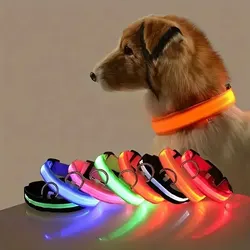 Correa LED de nailon para perros – seguridad nocturna y parpadeante