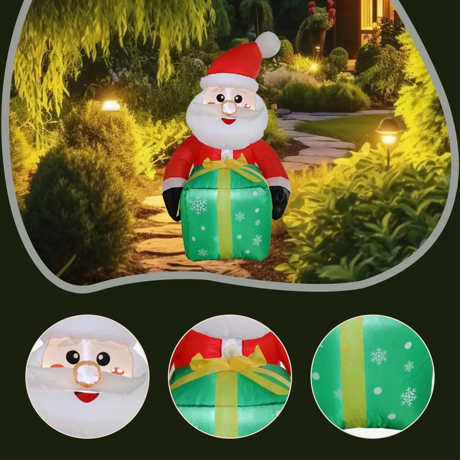 Papá Noel inflable de Navidad, explosión hacia arriba, luces LED integradas, decoración de patio de césped de jardín, decoración de patio para jardín, patio, césped de invierno - imagen 5