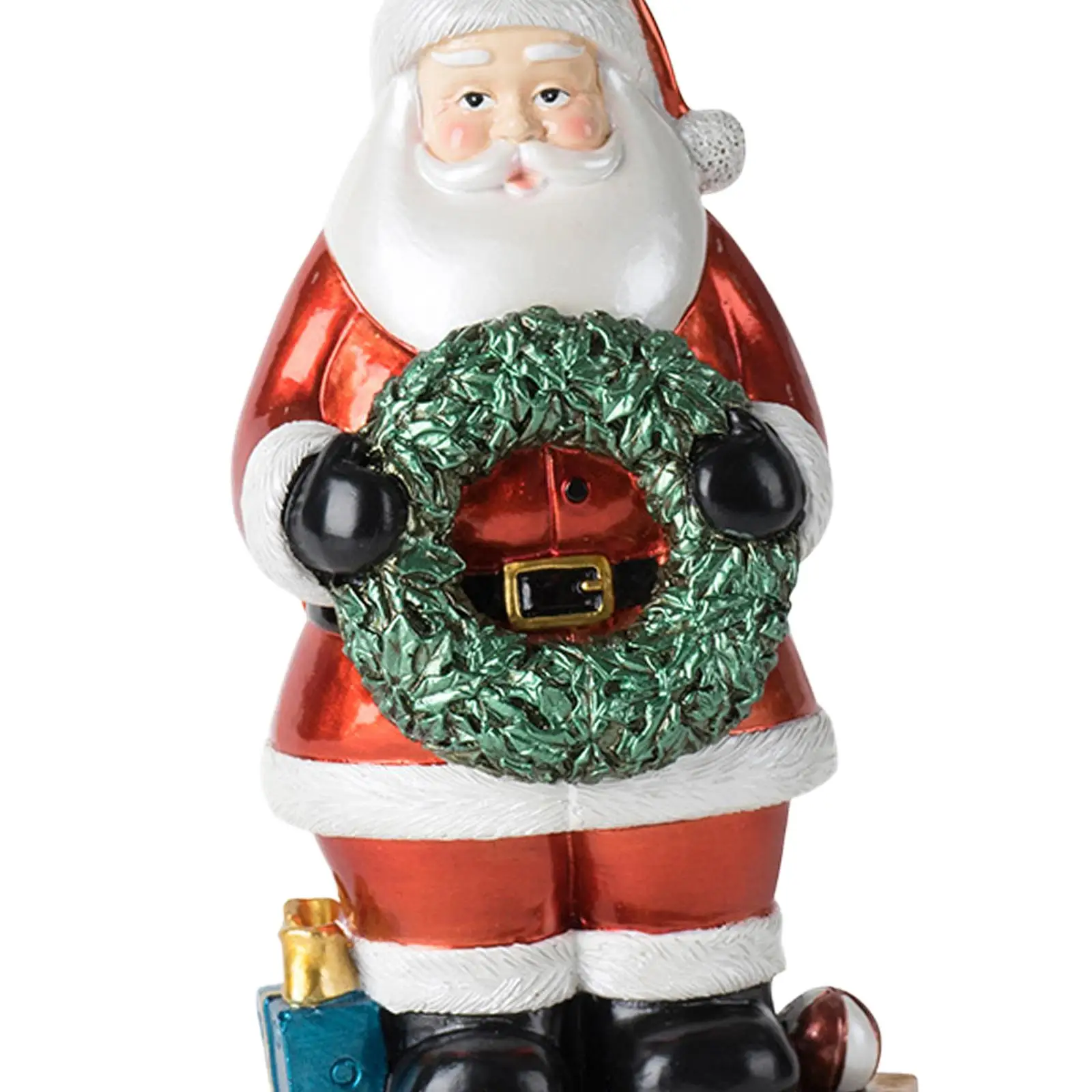 Santa Claus Statue Ornament Crafts Collectible Resin Figurine Decorative Sculpture for Office Desk Desktop Shelf Living Room