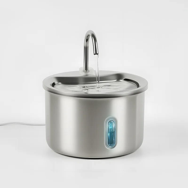 Dispensador de agua para gatos de acero inoxidable de 2L, fuente de agua automática para mascotas, USB silencioso para gatos, perros, bebedero inteligente