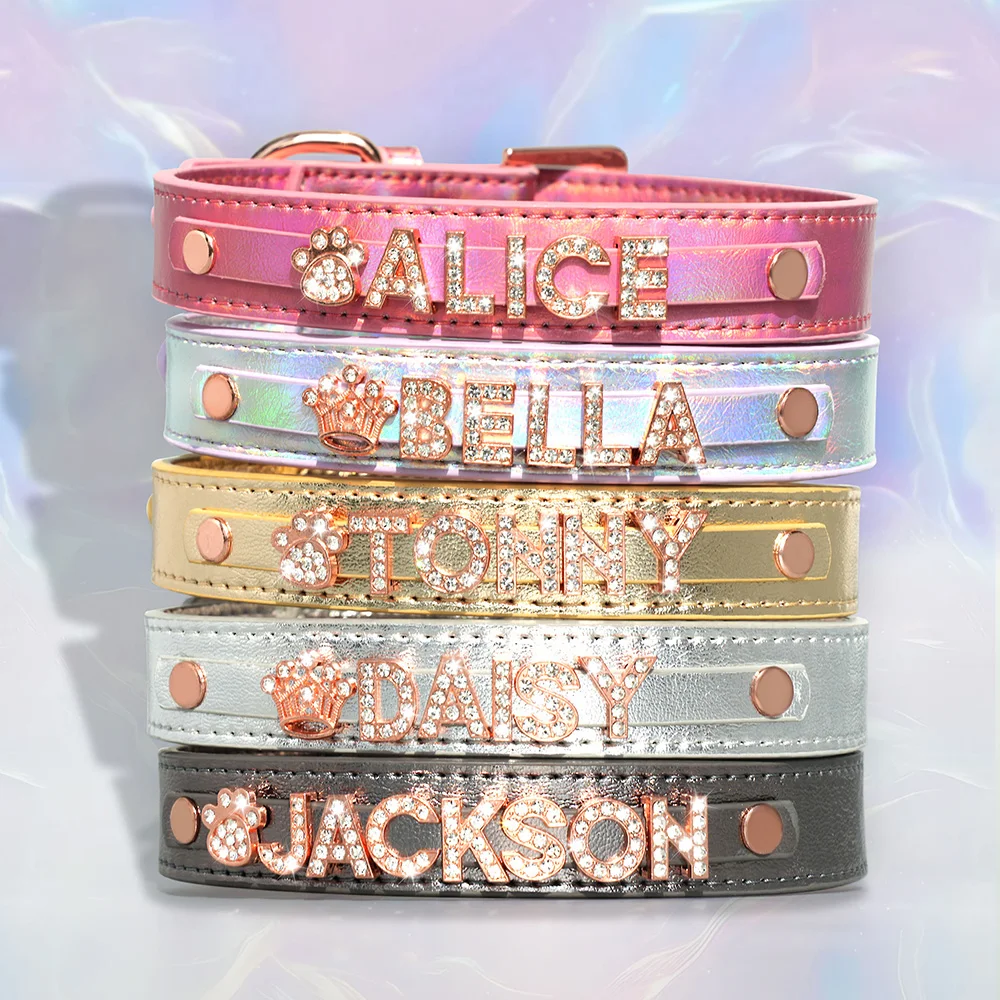 Collar personalizado para perros y gatos con nombre grabado y dijes - imagen 2