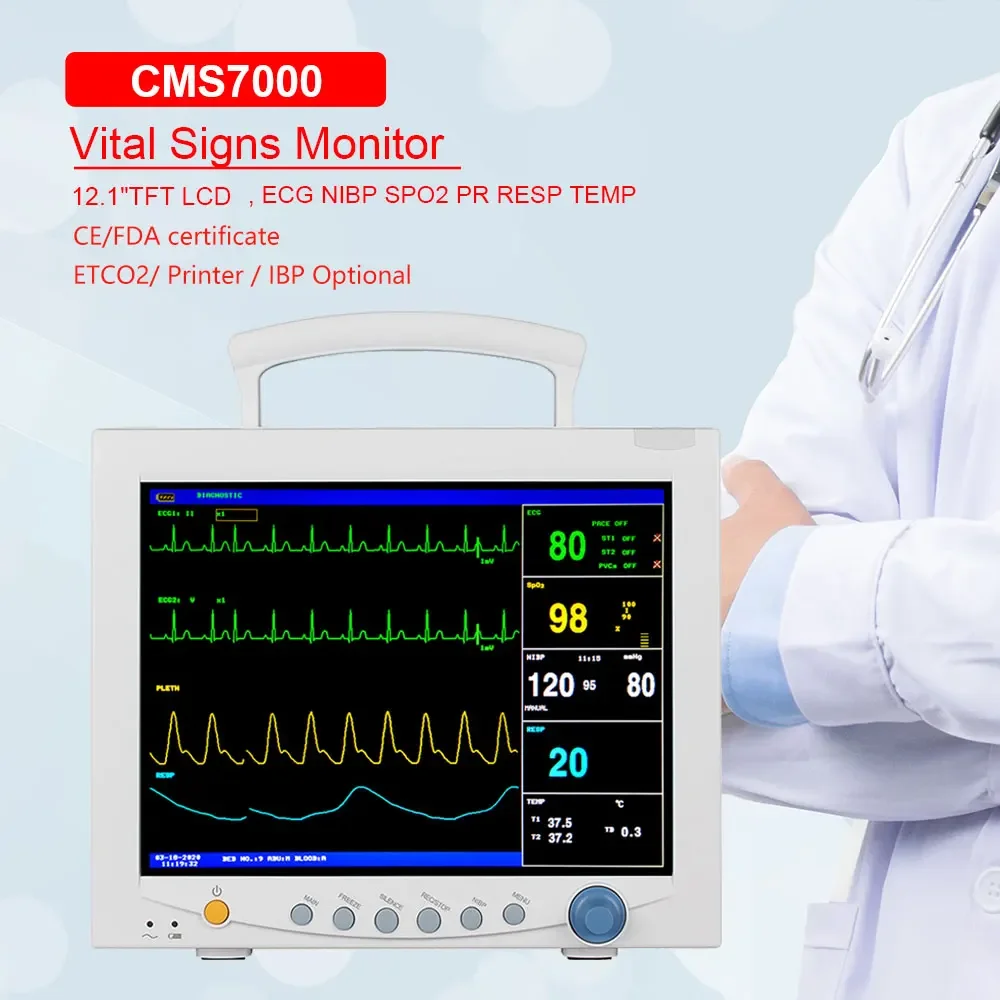 CONTEC CMS7000 Monitor de paciente de icu humano pantalla LCD a color de 12,1 pulgadas Monitor de signos vitales