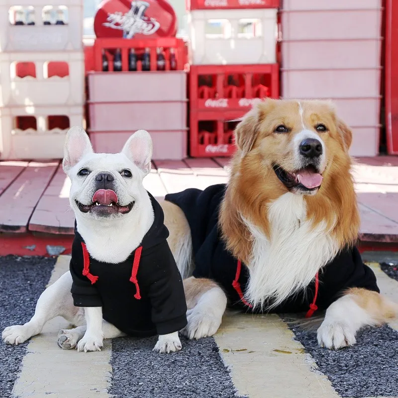 Ropa cálida de invierno para perros grandes, suéteres a la moda para cachorros, sudaderas con capucha con estampado bonito para gatos, trajes suaves para gatitos y mascotas, ropa para Bulldog - imagen 5